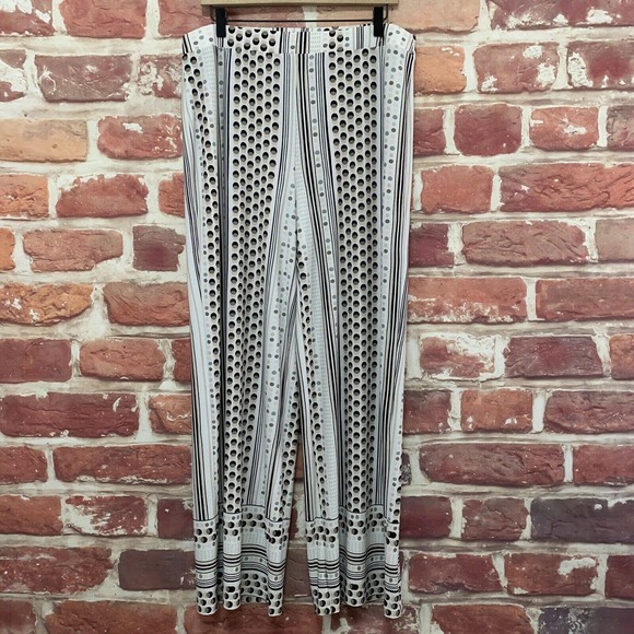 Cato Est 1946 Pants Women's 14/16W White Multicolor Mixed Media Wide Leg - Picture 7 of 9